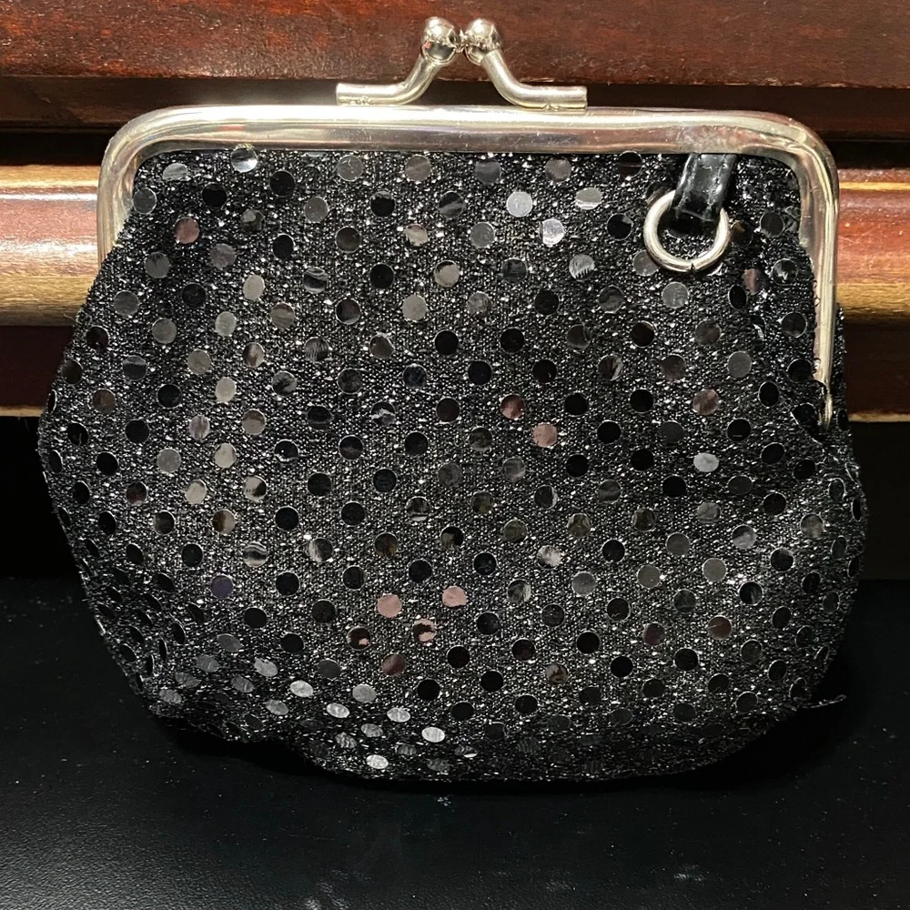 Vintage Black Sequin Change purse